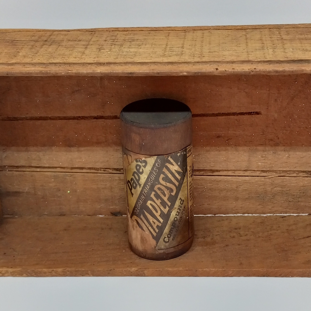 Antique 1922 Pape's Diapepsin Stomach Ailment Compound In Wooden Pharmacy Box